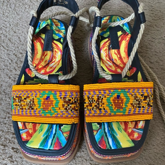 FARM Rio | Shoes | Farm Rio Beaded Banana Flatform Sandals | Poshmark
